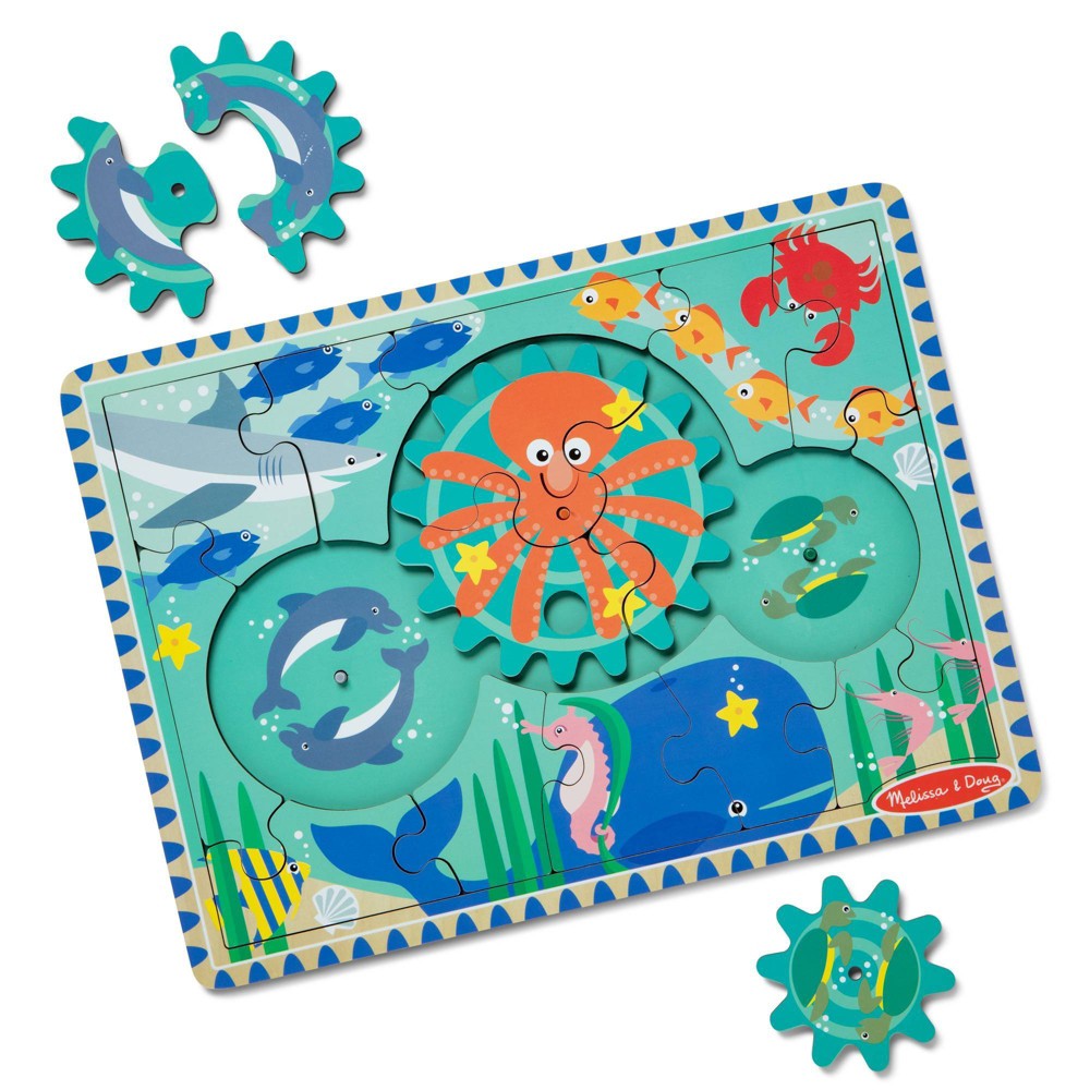 Photos - Jigsaw Puzzle / Mosaic Melissa&Doug Melissa & Doug Wooden Underwater Jigsaw Spinning Gear Puzzle – 18pc 