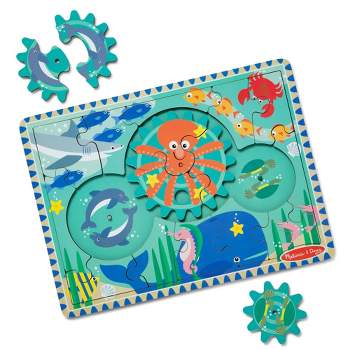 Melissa & Doug Wooden Underwater Jigsaw Spinning Gear Puzzle – 18pc