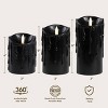 LumiPur 3pk Essential Natural Glow Halloween Flameless LED Wax Scalop Drip Pillar Set Black - 3 of 4