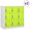 vidaXL Locker Cabinets Set - Industrial Steel Storage Organizers - Gray and Green - 9 Lockers with Locks - 35.4"x17.7"x36.4" - 2 of 4