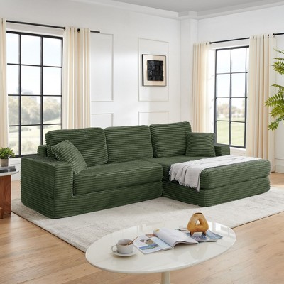 Left sofa seat,L shape Modular Sectional Sofa, Compressed Sectional Sofa Modern Minimalist Style Corduroy Couch,Unfold into a bed, Bedroom