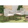 Chic Crate-Set of 2 Outdoor Acacia Wood Patio Dining Chairs with Rope-Woven Back/Armrest & Washable Cushions  - White - 2 of 4