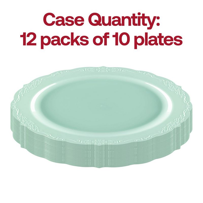 Smarty Had A Party 10" Turquoise Vintage Round Disposable Plastic Dinner Plates (120 Plates), 3 of 7