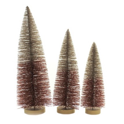 Fall 15.0" Two-Toned Glitter Trees Set Of Three Fall Decor  -  Decorative Figurines