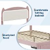 Bed Frame with LED Lights & Cat Headboard, Velvet Upholstered Platform Bed, No Box Spring Needed, App/Remote Control - 4 of 4