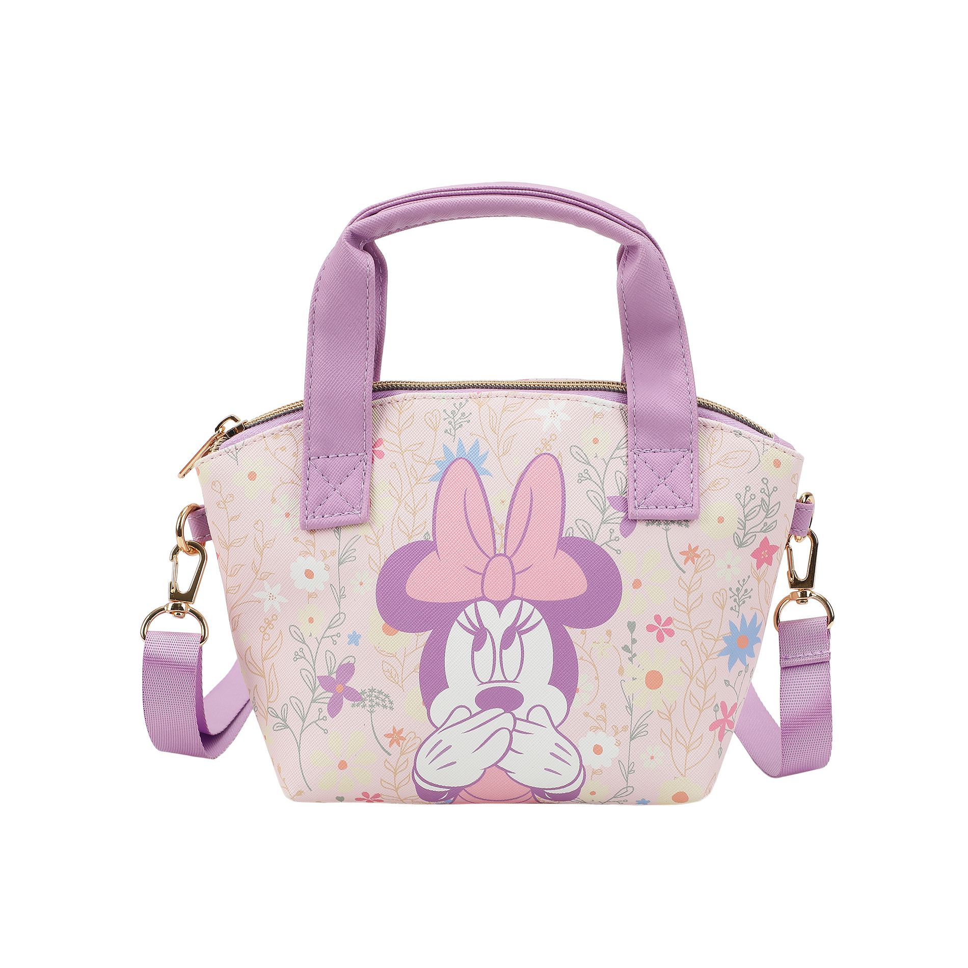 Disney Minnie Mouse Covering Mouth Pose Pink 9.25" Mini PU Handbag