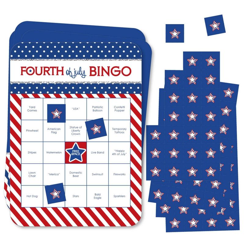Big Dot of Happiness 4th of July - Bar Bingo Cards and Markers - Independence Day Bingo Game - Set of 18, 1 of 6