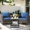 POCASSY 3PCS Patio Furniture Set with Wicker Patio Chair, All Weather Brown Wicker Rattan Outdoor Bistro Set Outdoor Club Chairs with Metal End Table - 2 of 4