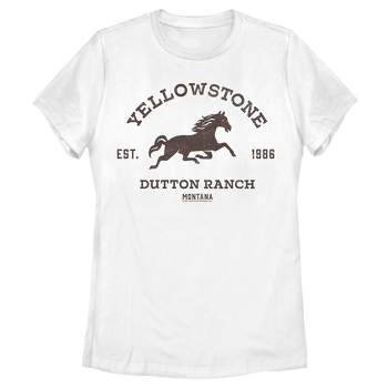 Women's Yellowstone Brown Horse Dutton Ranch Logo Est. 1886 T-Shirt