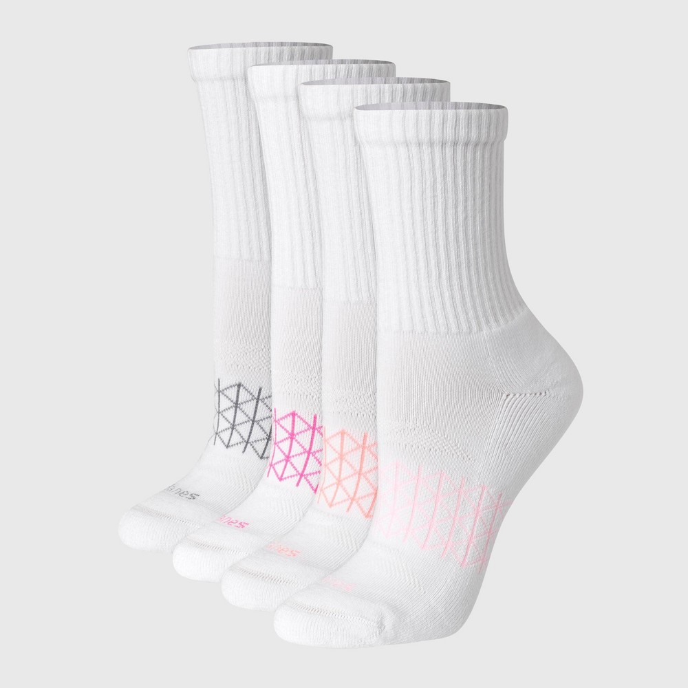 Hanes Women's 4pk Absolute Active Crew Socks - White 5-9