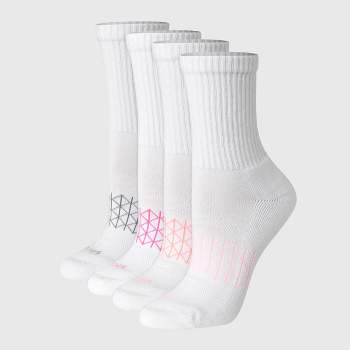 Hanes Women's 4pk Absolute Active Crew Socks - White 5-9