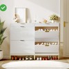 Small Spaces Fluted Shoe Storage Cabinet with 2 Flip Drawers Slim Wood Shoe Organizer Narrow Entryway Furniture with Storage - 3 of 4