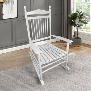 VYNXARIA Elegant White Wooden Porch Rocker Chair for Relaxation - Classic Design,Comfortable Seating£¬without mat - 1 of 4