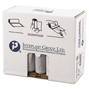 Inteplast Group Low-Density Commercial Can Liners, 30 gal, 0.58 mil, 30" x 36", Clear, 25 Bags/Roll, 10 Rolls/Carton - 1 of 3