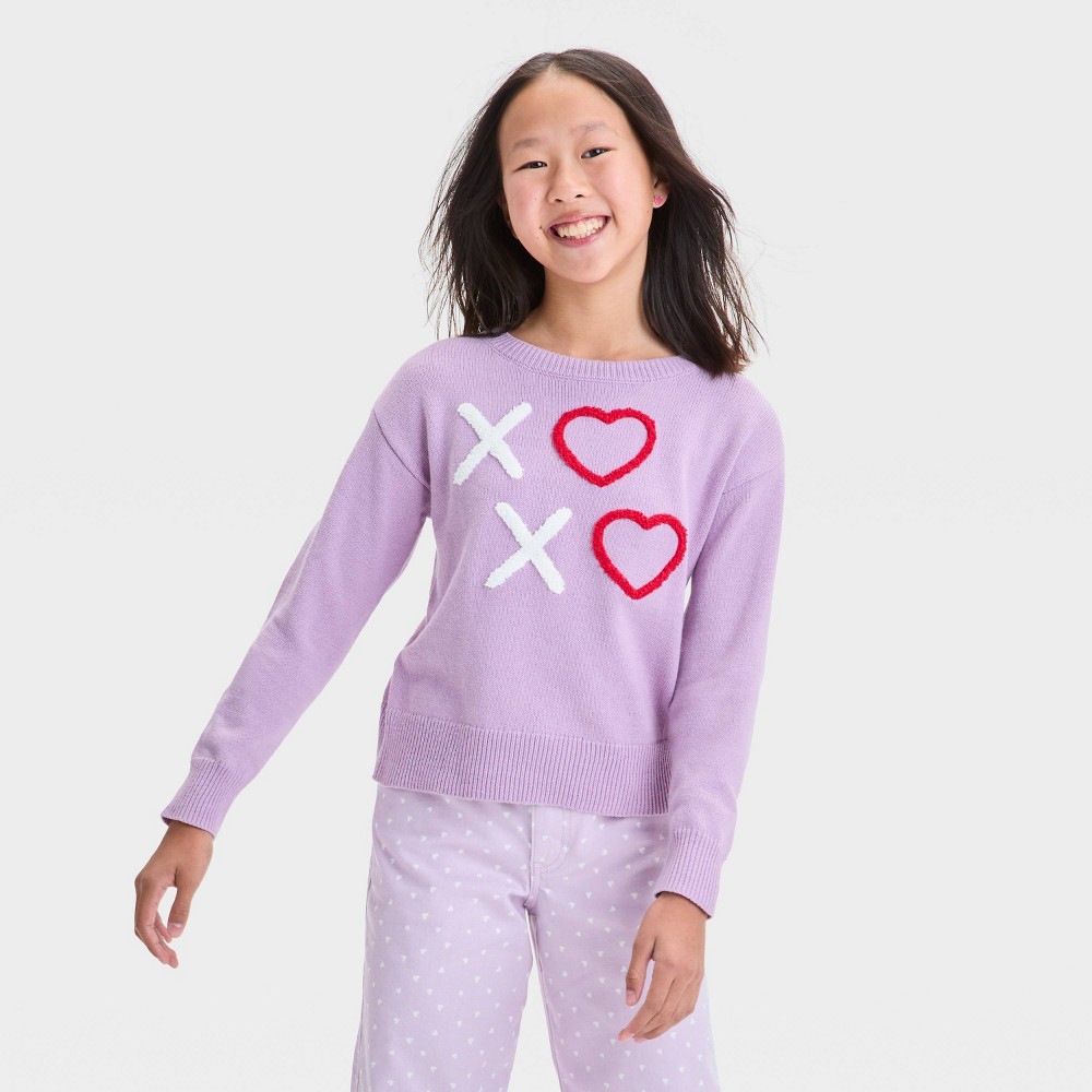 Girls' XO Valentine's Day Pullover Sweater - art class™ Light Purple 