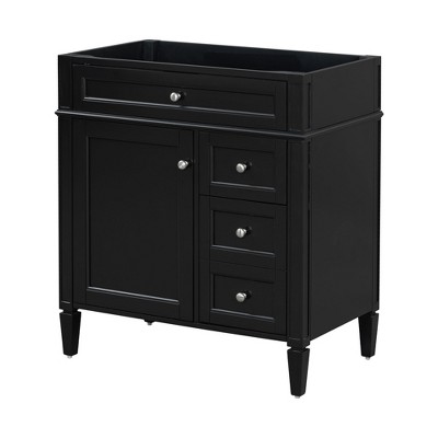 NicBex 29.3" Bathroom Storage Cabinet without Sink, Bathroom Vanity, 2 Drawers, 1 Tip Out Drawer and 1 Spacious Cabinet Door for Bathroom, Black