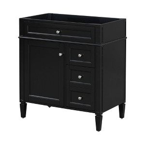 NicBex 29.3" Bathroom Storage Cabinet without Sink, Bathroom Vanity, 2 Drawers, 1 Tip Out Drawer and 1 Spacious Cabinet Door for Bathroom, Black - 1 of 4