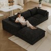 Mocamel 118" Cloud L-Shaped Sectional Sofa, Double-Layer Corduroy with Removable Cushions and Ottoman for Living Room,No Assembly Required,Blue - 3 of 4