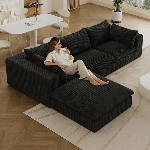Whisen Cloud Sofa, Corduroy Fabric, Deep Seat Couche - 1 of 4