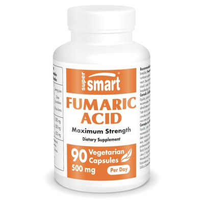 SuperSmart Fumaric Acid 500mg per Day (Maximum Strength) - Natural Supplement | Non-GMO & Gluten Free - 90 Vegetarian Capsules