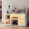 Bar Cabinet with Power Outlets, Liquor Cabinet with Led Lights and Glass Holder, Storage - 2 of 4