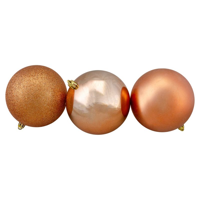 Northlight 12ct Shatterproof 3-Finish Christmas Ball Ornament Set 4" - Brown/Silver, 3 of 5