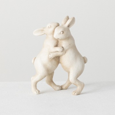 Sullivans Dancing Polyresin Bunnies Figurine 7.25"H Off-White
