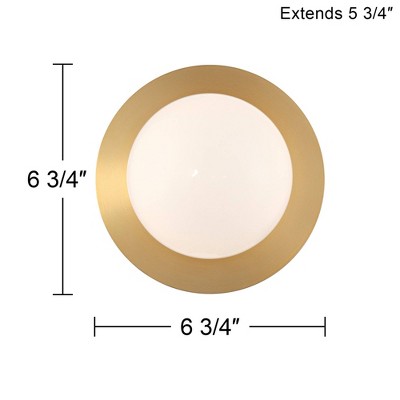 Warm Brass Globe Sconce with White Glass Shade