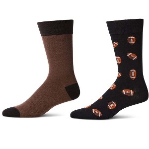 MeMoi 2 Pair Men's Luxuriously Soft Cashmere Blend Novelty Crew Socks - 1 of 4