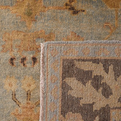 Hand-Knotted Light Blue Wool Oushak Area Rug, 3' x 10'