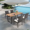 Costway 5 PCS Patio Rattan Dining Set Acacia Wood Table 4 Wicker Chairs with Umbrella Hole - 2 of 4