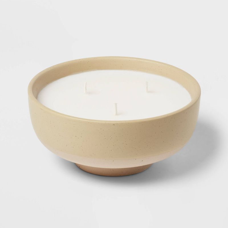 3-Wick Textured Ceramic Sandalwood White Cedar + Amber Footed Jar Candle Beige 13oz - Threshold&#8482;, 4 of 9