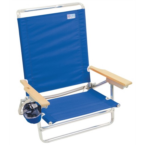 Rio Brands Classic 5 Position Aluminum Lay Flat Folding Beach Lounge Chair Blue Target