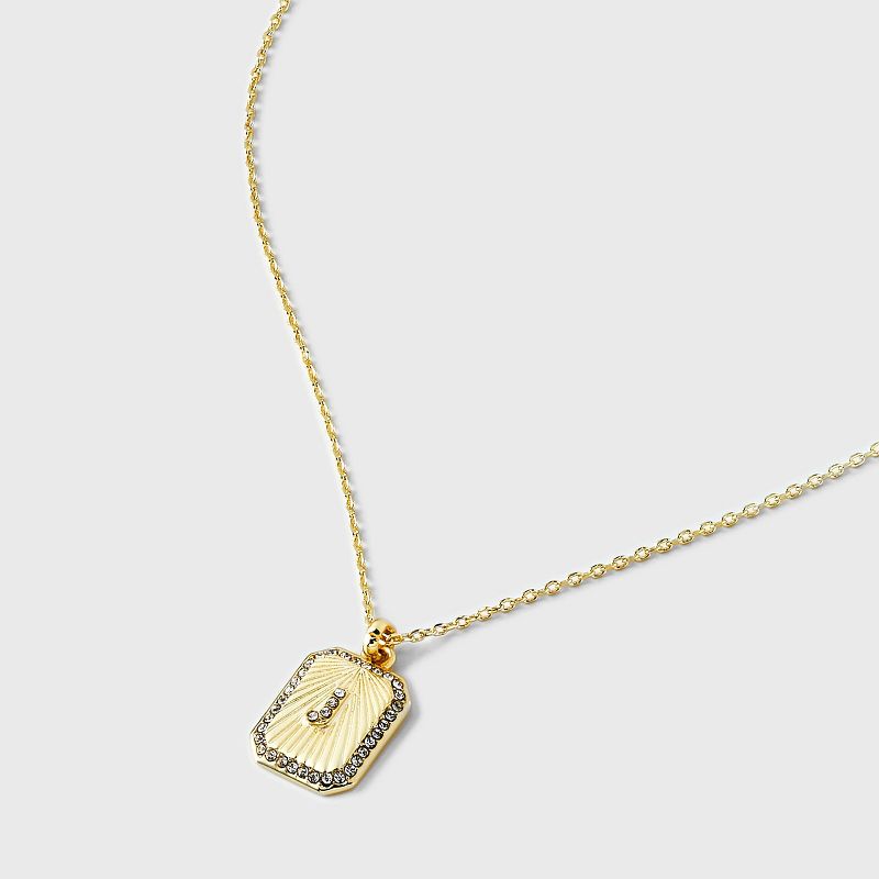 14K Gold Dipped Crystal Diamond Cut Initial Tag Pendant Necklace - A New Day™ Gold, 4 of 5