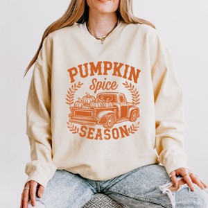 Simply Sage Market Pumpkin Spice Season Truck Distressed Lightweight Garment Dyed Sweatshirt - 1 of 4
