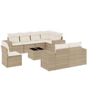 vidaXL Garden Sofa Set Beige PE Rattan Large Modular Garden Sofa Set - 1 of 4