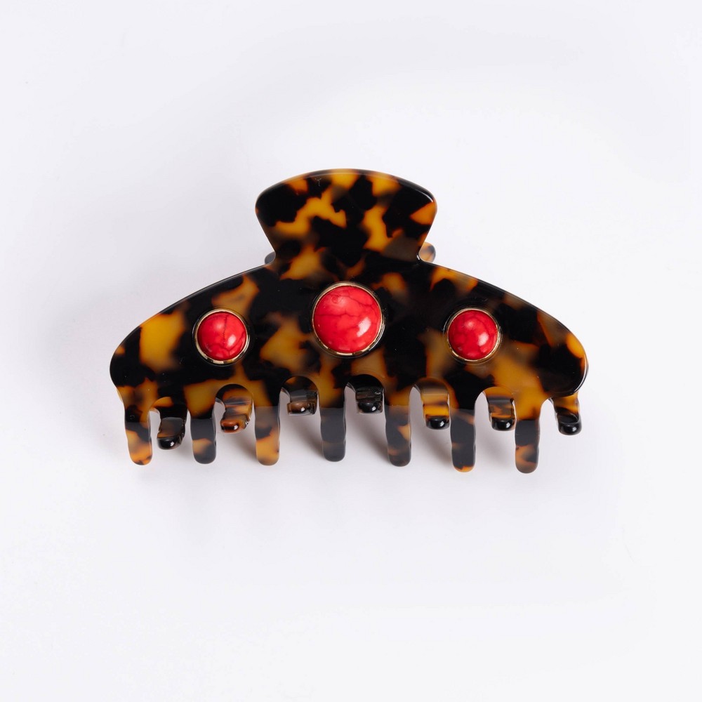 Luv Aj Bezel Stone Claw Hair Clip - Brown