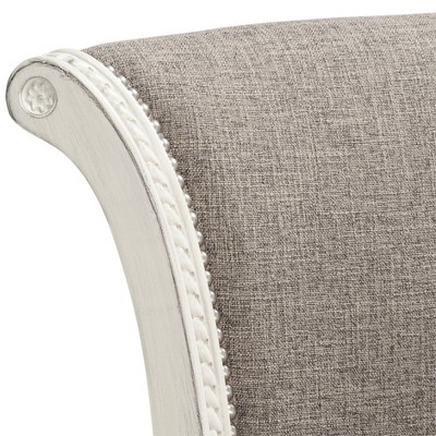 Vintage White and Pewter Gray Swivel Counter Stool with Nailhead Trim