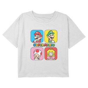 Girls Nintendo Super Mario Squares Group T Shirt - White - Medium