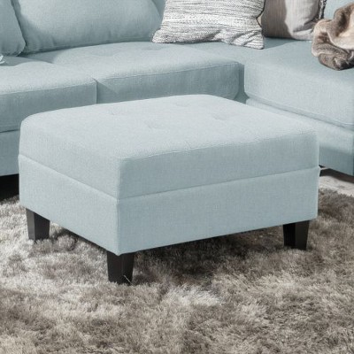 CAVINAS Classic Upholstered Ottoman with Birch Wood Legs, Modern Rectangle Ottoman Bench, Ottoman Foot Stools, Bedroom Entry Bench