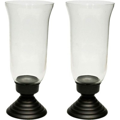 Livevie Traditional Chimney Hurricane Candle Holder Collection–Elegant Glass Table Decorations & Centerpieces for Dining/Living Room (Set of 2, Large)
