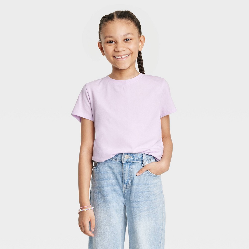 Girls' Short Sleeve T-Shirt - Cat & Jack™ Soft Violet Size S 