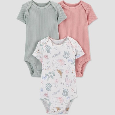Image of Baby Girls' 3pk Safari Bodysuit - Just One You® made by carter's Pink/White 6M