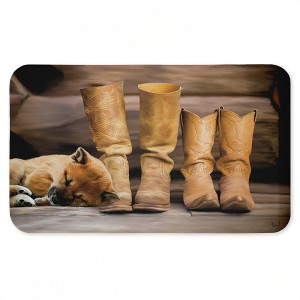 Stupell Industries Sleepy Puppy & Cowboy Boots Printed Anti-Fatigue Floor Mat, design by Renel Peters, 30"x18" - 1 of 4