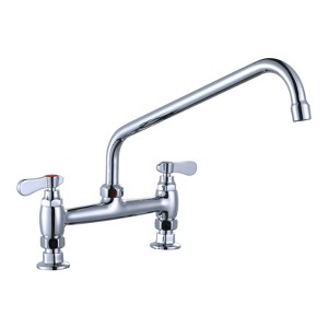 WOWOW Multi-functional Double-Handle Deck Mounted Commercial Standard Kitchen Faucet 8 in. Swivel Spout in Polished Chrome - 1 of 4