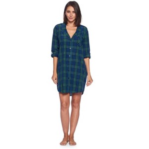 Ashford & Brooks Women's Woven Long Sleep Shirt Nightshirt - 1 of 4