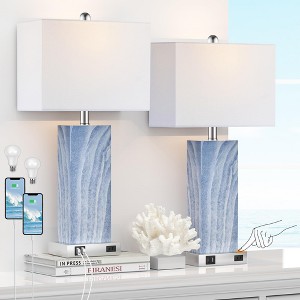ROTTOGOON Touch Control Dimmable Table Lamps with White Fabric Shad, 2 USB Ports 1 AC Outlet for Living Room Bedroom, Bulbs Included, 2 Pack - 1 of 4