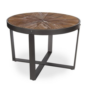 Kate and Laurel Gerhardt Round Metal Coffee Table, 24x24x15.5, Rustic Brown and Black - 1 of 4