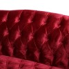 Okak Comfy Velvet Sofa 1pc with Tufted Backrest, Wooden Legs Modern Loveseat Couch 3-seat for Apartments, living Room, Study, Red - 2 of 4