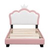 Full/ Twin Size Platform Bed, Upholstered Princess Bed Frame with Crown Headboard -ModernLuxe - 4 of 4